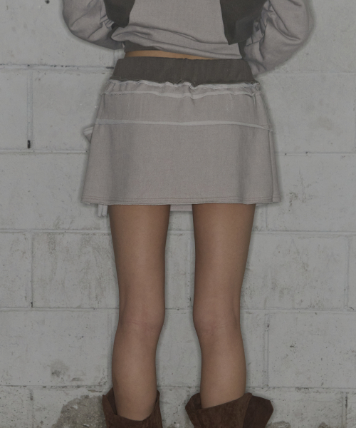DYE-WASH TIE SKIRT (BROWN) F25ZD968