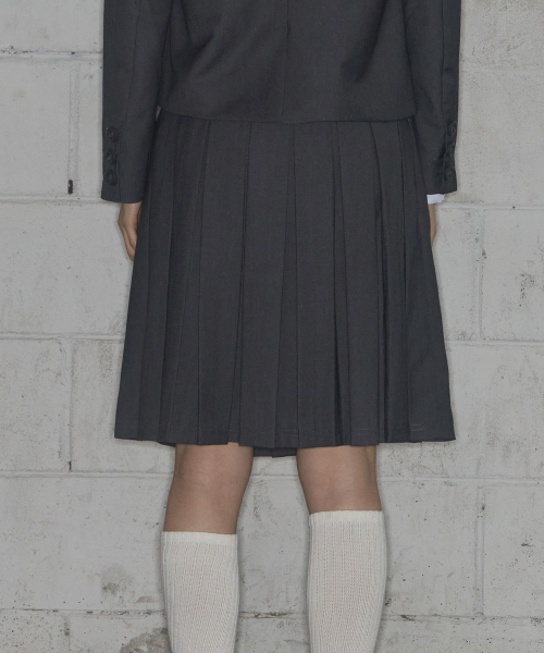 CLASSIC BUCKLE PLEATS MIDI SKIRT (GRAY) F25ZD970