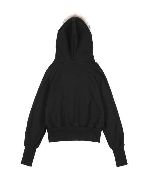 RUTHLESS FUR HOODED ZIP-UP (BLACK) F25ZA005