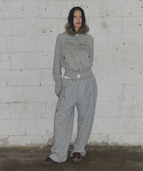 RUTHLESS FUR HOODED ZIP-UP (GRAY) F25ZA005