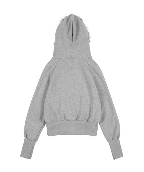 RUTHLESS FUR HOODED ZIP-UP (GRAY) F25ZA005