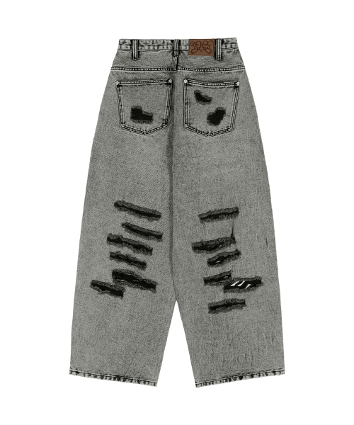 WASHED DAMAGE DENIM PANTS (GRAY) F25ZD979