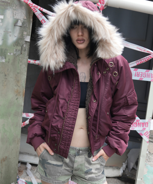 EYELET FUR MA-1 (BURGUNDY) F25ZA003