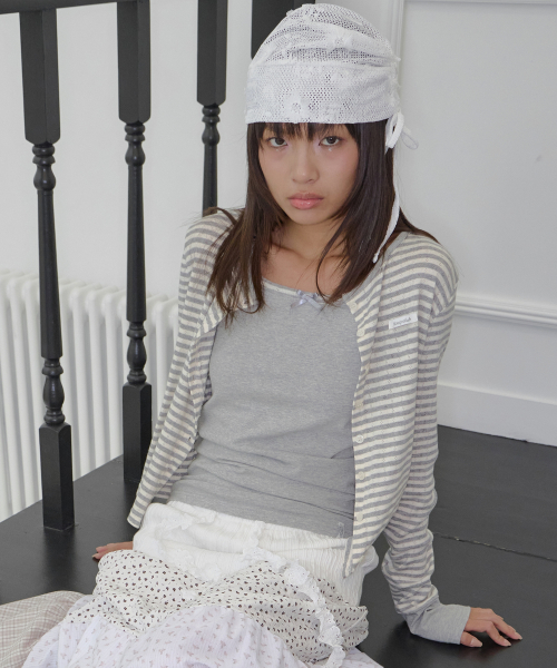 AIRY BUTTON CARDIGAN (GRAY) F26QB041