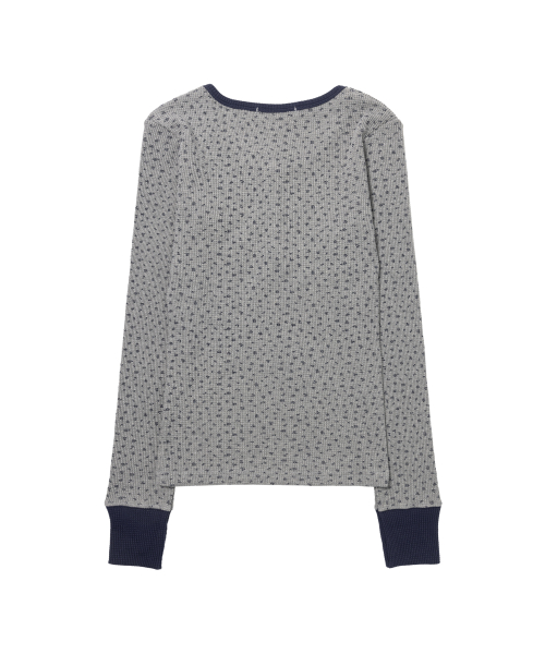 HENLEY NECK WAFFLE LONG SLEEVE (FLOWER) F26QB046