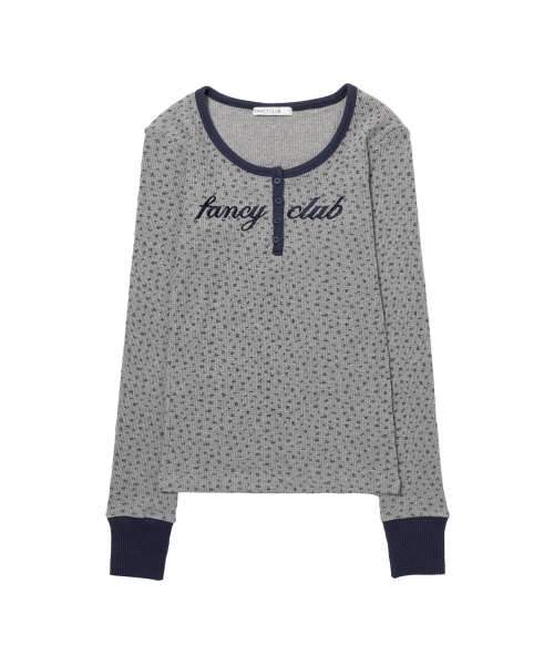HENLEY NECK WAFFLE LONG SLEEVE (FLOWER) F26QB046