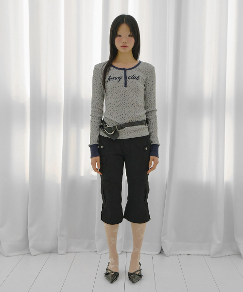 HENLEY NECK WAFFLE LONG SLEEVE (FLOWER) F26QB046