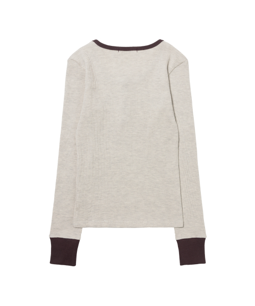 HENLEY NECK WAFFLE LONG SLEEVE (OATMEAL) F26QB046