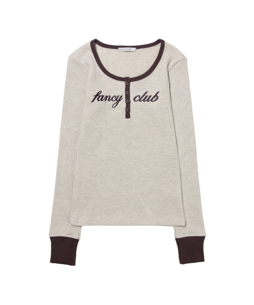 HENLEY NECK WAFFLE LONG SLEEVE (OATMEAL) F26QB046