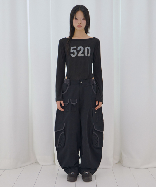 520 BOATNECK SHEER LONG SLEEVE (BLACK) F26QB047