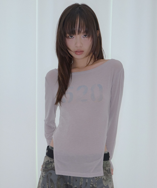 520 BOATNECK SHEER LONG SLEEVE (GRAY) F26QB047