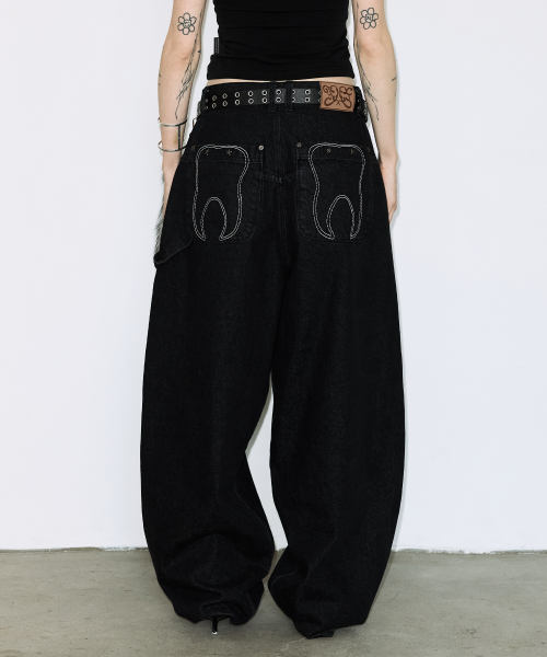 TOOTH JAM WIDE DENIM PANTS (BLACK) F26QD150