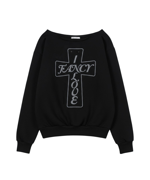 FROSS OFF-SHOULDER SWEATSHIRT (BLACK) F26QB040