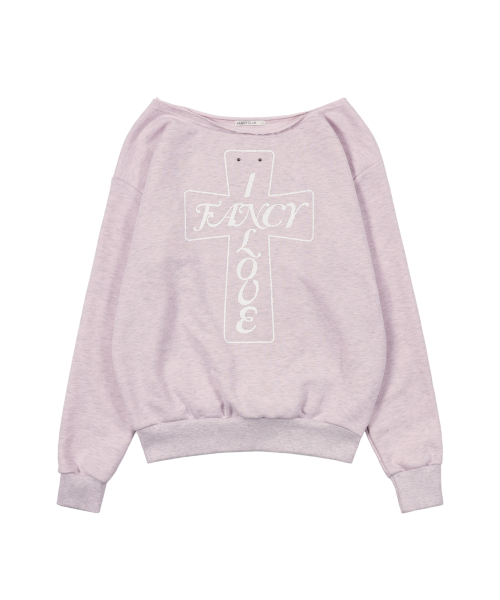 FROSS OFF-SHOULDER SWEATSHIRT (PINK MELANGE) F26QB040