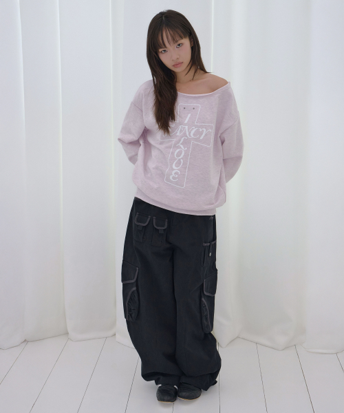 FROSS OFF-SHOULDER SWEATSHIRT (PINK MELANGE) F26QB040