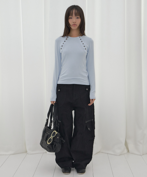 MOVE BUTTON LONG SLEEVE (SKY BLUE) F26QB048