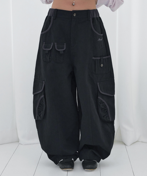 CARGO WORK BALLOON PANTS (BLACK) F26QD153