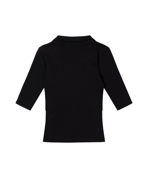 SOFT FANCY COLLAR TOP (BLACK) F26QB045