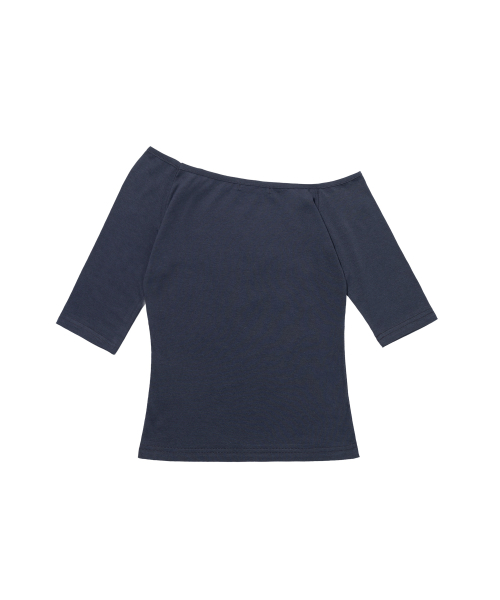 PLASTIC KISS ONE-SHOULDER TOP (NAVY) F26QB051
