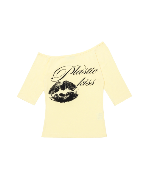 PLASTIC KISS ONE-SHOULDER TOP (YELLOW) F26QB051