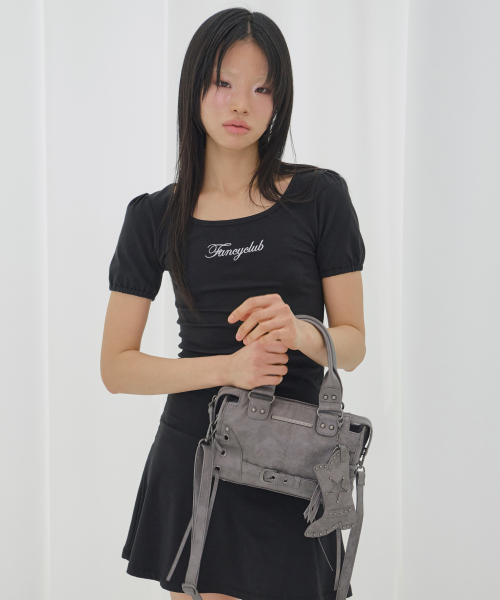 BELTED WASHING VEGAN LEATHER MINI BAG (GRAY) F26QE991