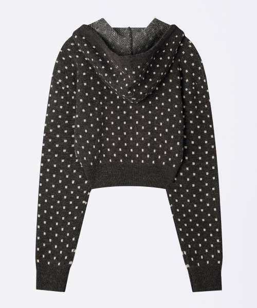Snowflake Knit Zip-Up Gray