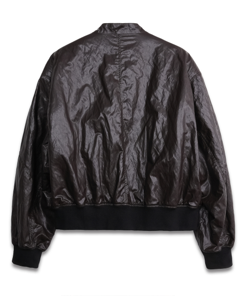 Paneled Sporty Leather Jacket DARK BROWN