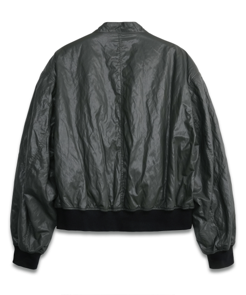 Paneled Sporty Leather Jacket KHAKI