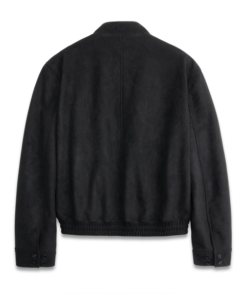 Full-Up Suede Button Harrington Jacket BLACK