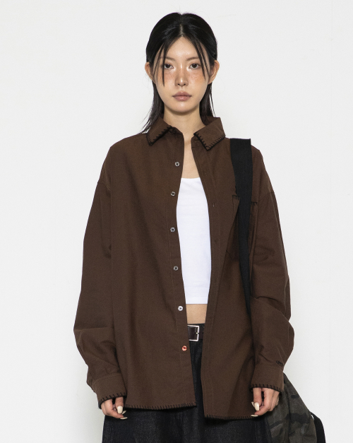 GS010 엣지 스티치드 시티보이 셔츠 (BROWN)