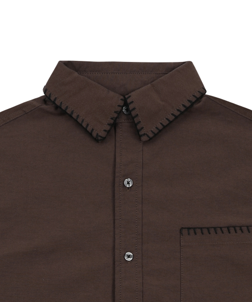 GS010 엣지 스티치드 시티보이 셔츠 (BROWN)