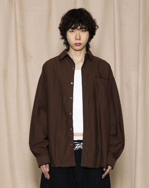 GS010 엣지 스티치드 시티보이 셔츠 (BROWN)