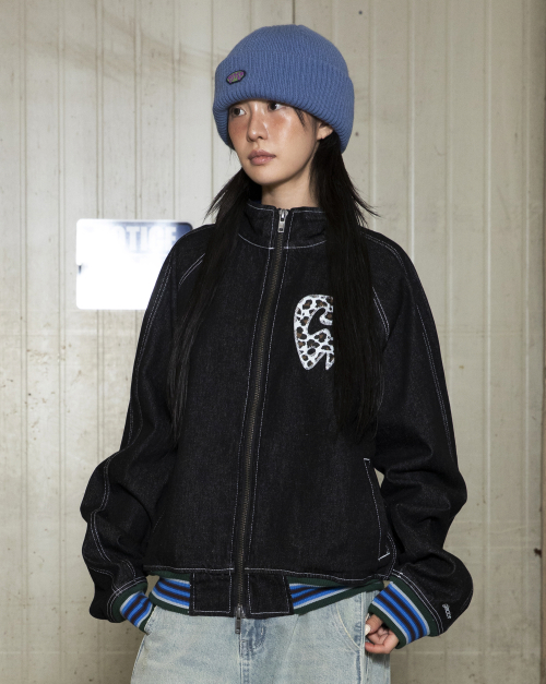 GJ105 컬러립 데님 블루종 자켓 (BLACK)