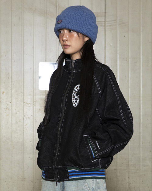 GJ105 컬러립 데님 블루종 자켓 (BLACK)