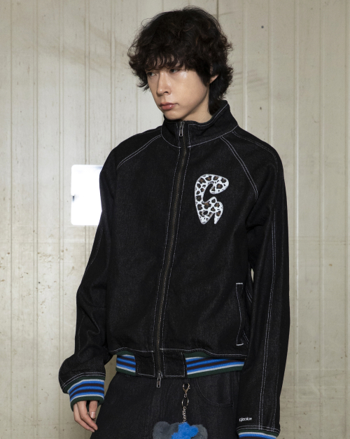 GJ105 컬러립 데님 블루종 자켓 (BLACK)