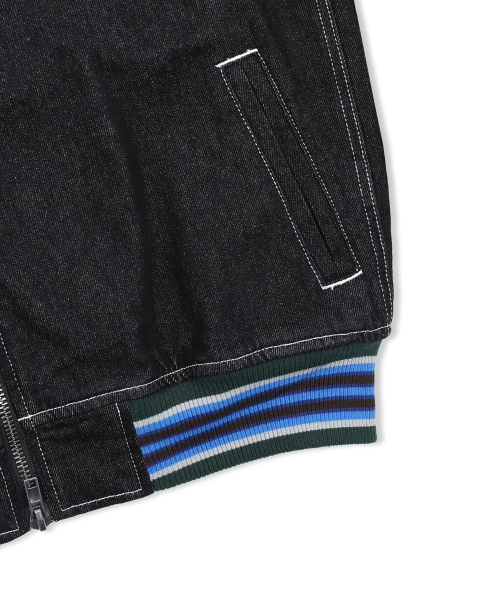 GJ105 컬러립 데님 블루종 자켓 (BLACK)