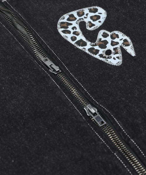 GJ105 컬러립 데님 블루종 자켓 (BLACK)