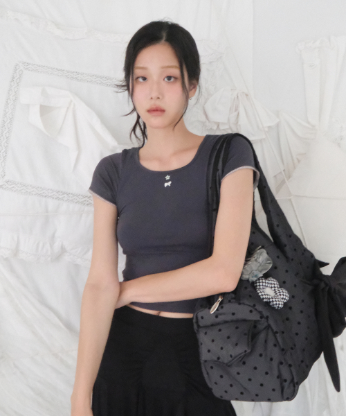 Kitten Crop Tee (Charcoal)