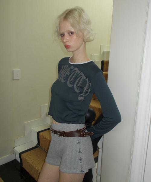 C RIBBED SHORTS_GREY