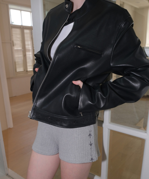 C RIBBED SHORTS_GREY