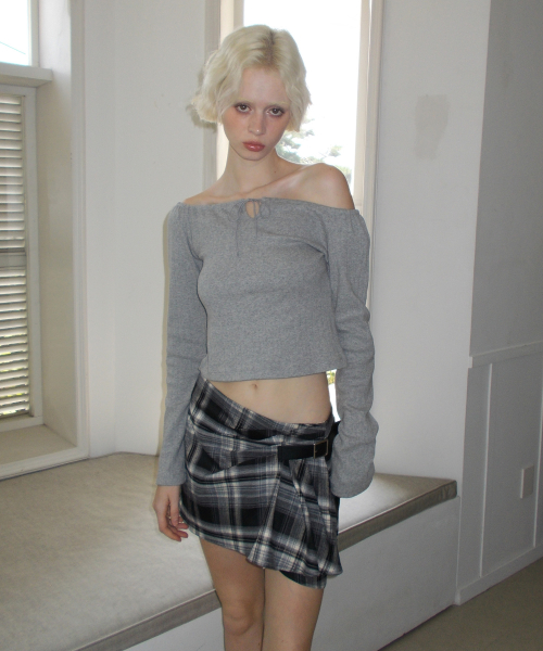 C CHECK BELTED MINI SKIRT_BLACK