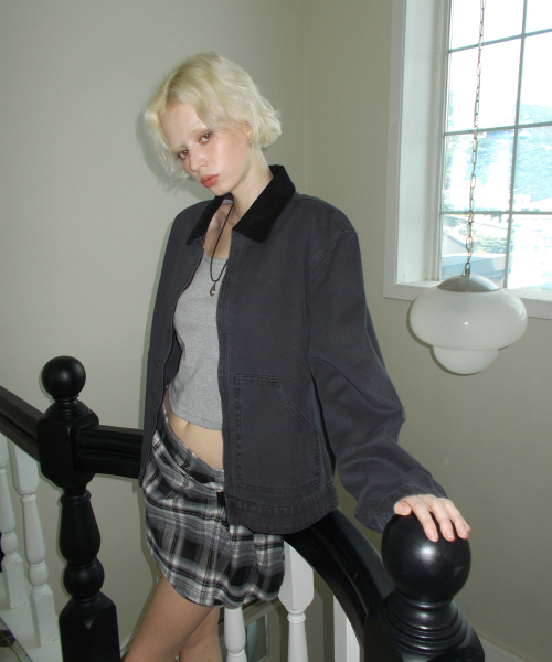 C CHECK BELTED MINI SKIRT_BLACK