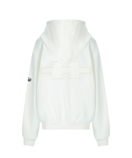 North Patch Sweat Hoodie Zip Up (Ivory Cream)