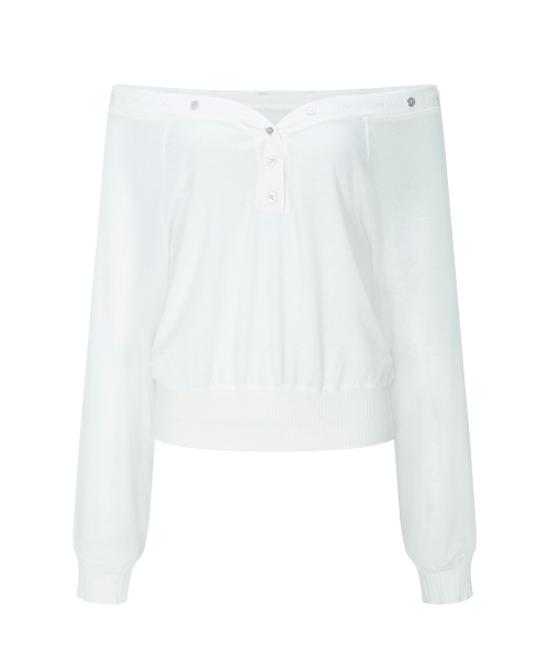 Ari Button Long Sleeve Top (White)