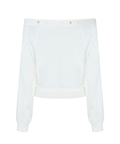 Ari Button Long Sleeve Top (White)