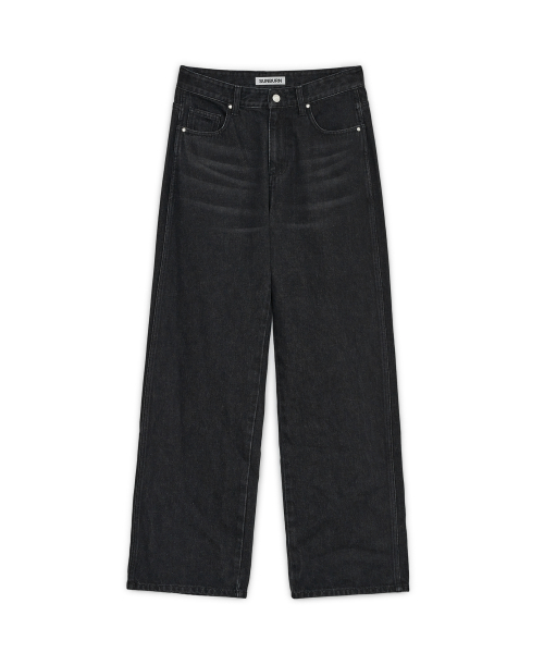 Straight Denim Pants, BLACK