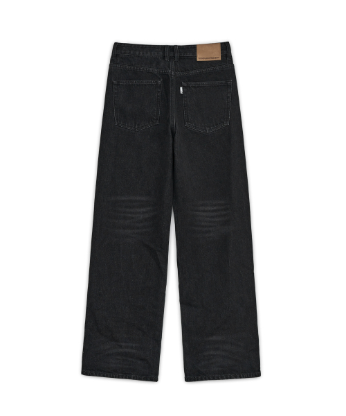 Straight Denim Pants, BLACK