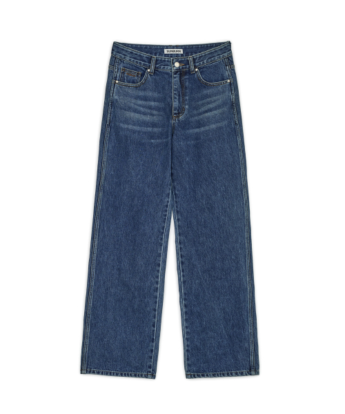 Straight Denim Pants, MID BLUE