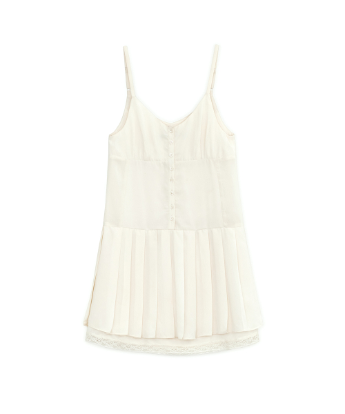 Lace Pleats Midi One-piece, IVORY