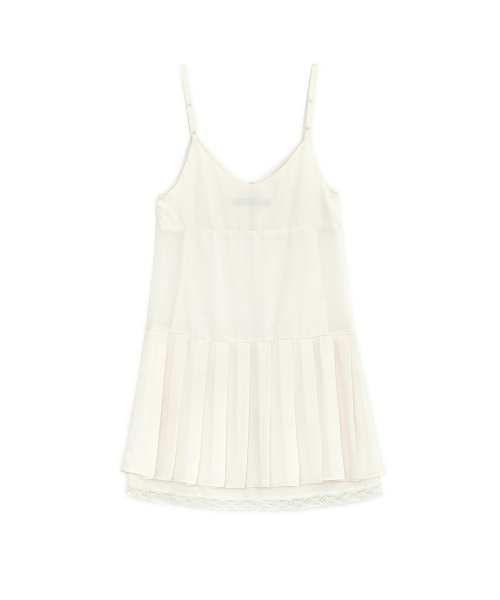 Lace Pleats Midi One-piece, IVORY